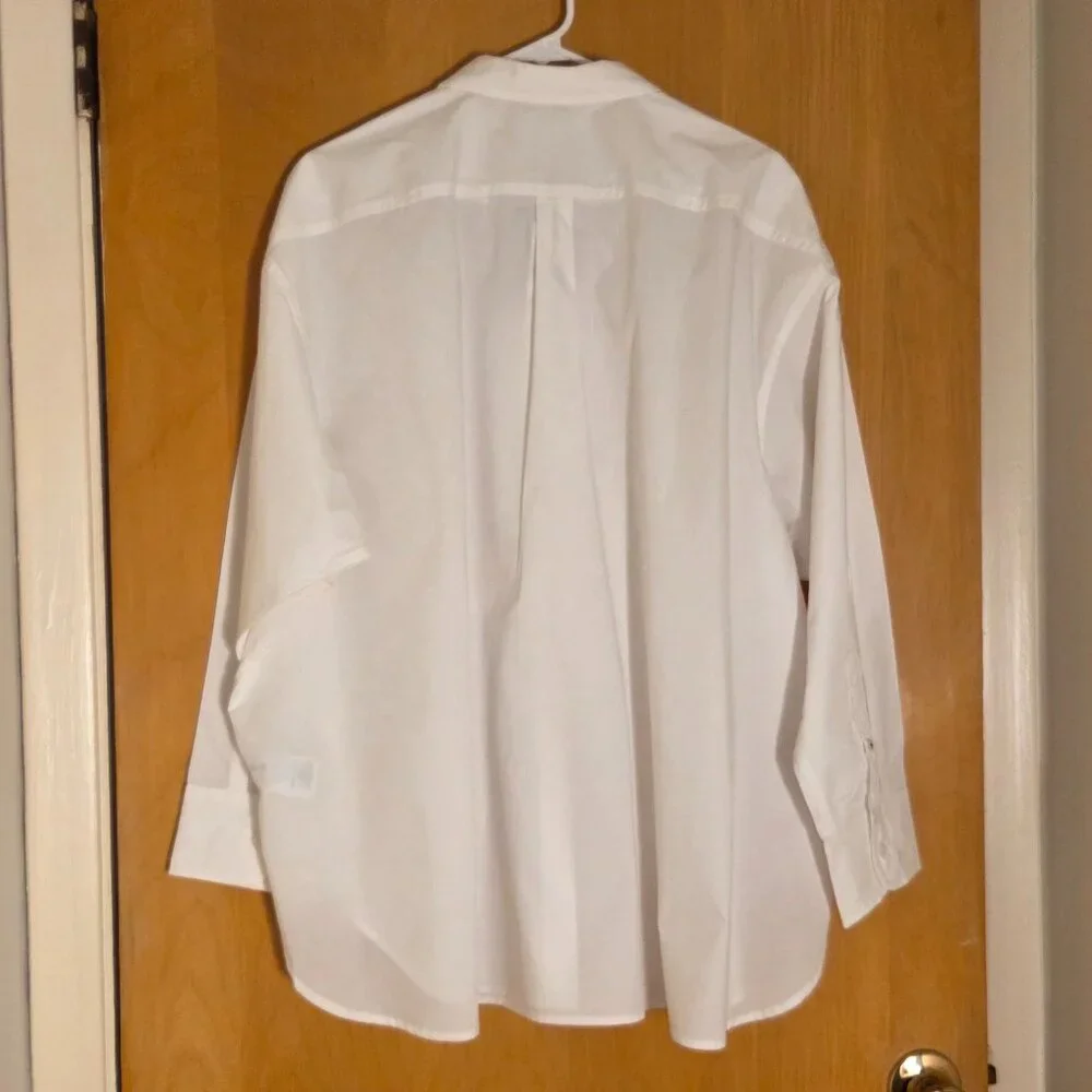 NWT J Crew Relaxed Fit Crisp Organic Cotton Poplin Button Up Shirt Size 22 White - Picture 2 of 11